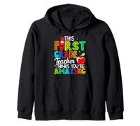 First Grade Teacher Thinks Amazing Educator Teaching Design Zip Hoodie