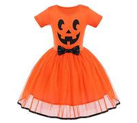 First Halloween Princess Dress Up Costume for Kids Baby Girls Tutu Cartoon Pumpkin Ghost Pageant Birthday Wedding Party Fancy Photo Prop Christmas Carnival Cosplay Clothes Orange-Pumpkin 4 Years