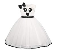 First Halloween Princess Dress Up Costume For Newborn Toddler Baby Girls Tutu Cartoon Pumpkin Pageant Birthday Wedding Party Fancy Christmas Carnival Infant Playwear White-Ghost Face 2-3 Years
