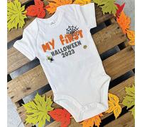 First Halloween Scary Font Baby Vest The Alphabet Gift Shop White 3-6 m