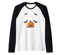 First Halloween Spooky Pumpkin Bats Baby Milestone Raglan Baseball Tee, Men, Black/White, S