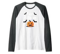 First Halloween Spooky Pumpkin Bats Baby Milestone Raglan Baseball Tee, Men, Dark Heather/White, S