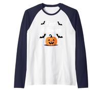 First Halloween Spooky Pumpkin Bats Baby Milestone Raglan Baseball Tee, Men, Navy/White, S