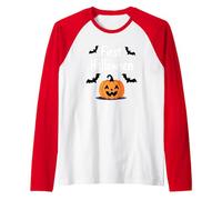 First Halloween Spooky Pumpkin Bats Baby Milestone Raglan Baseball Tee, Men, Red/White, S