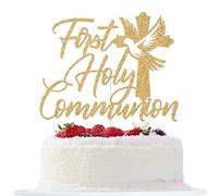 First Holy Communion Cake Topper, Baptism Cake Decor, My First Communion, Cross Dove God Bless, Religious Christening Baptism Baby Shower Birthday Party Decorations (Gold)