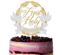 First Holy Communion Cake Topper, Children Religious Communion Decoration Supplies, God Bless this Child, On Your Confirmation, Mi Primera Comunion Decorations Gold & Silver Glitter