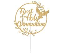 First Holy Communion Cake Topper, Religious Baptism Cake Topper, God Bless/On Your Confirmation, Catholic Christian Wedding Baptism Baby Shower 1st Birthday Party Decorations