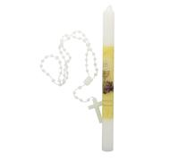 First Holy Communion Candle with Rosary - Christian Candle - Christian Worship Plant Wax
