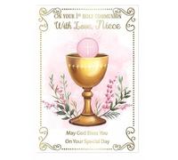 First Holy Communion Card for Niece, Choice of 2 Designs, Chalice Theme, 13 x 19 cm (Large Chalice)