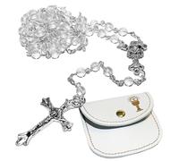 First Holy Communion Clear Rosary and Purse Gift Set for boys or girls