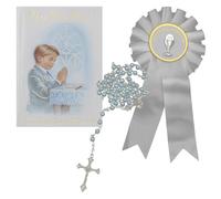 First Holy Communion Gift Set Boy Missal Book, Rosary and Rosette C5202