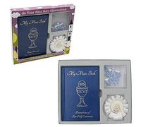 First Holy Communion Gift Set Mass Book, Rosary and Rosette - Blue 1816