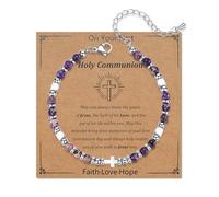 First Holy Communion Gifts for Girls - Cross Bracelets for Daughter Granddaughter Teen Girls - Stainless Steel Cross Bracelets - Religious Faith Jewellery Gifts for Christians
