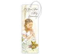 First Holy Communion Laminated Bookmark with White Ribbon - Girl C8037