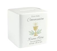 First Holy Communion Money Box. Ceramic Religious Piggy Bank.