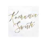 First Holy Communion Napkins White with Gold Komunia Święta Inscription Polskie Dekoracje Polish Decorations
