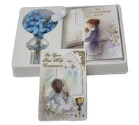 First Holy Communion Prayer Book, Blue Rosary and Prayer Card all Gift-boxed