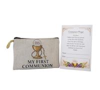 First Holy Communion Rosary Pouch and Commemorative Prayer Card Set | Great Catholic Gift for First Eucharist | Zip Closure