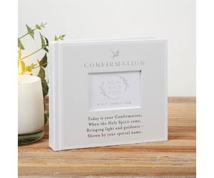 First Holy Confirmation Photo Album Faith & Hope Milestone White & Silver 4x6"