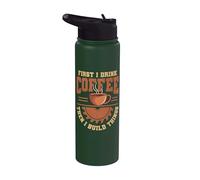 First I Drink Coffee Then I Build Things Crafter Crafting Stainless Steel Insulated Water Bottle