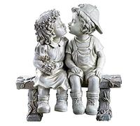 First Kiss Garden Statue Decor, Little Boy and Girl Kissing Statue, Boy Kissing Girl Statue, Resin Garden Yard Miniature Figurine, Indoor Decoration Collection Ornaments Cute Crafts Gifts(Mouse)
