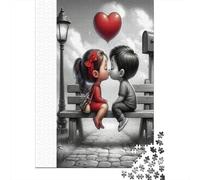 First Kiss Jigsaw Puzzles 1000Pc Recycled Paper Cartoon CouplePuzzle for Adults Jigsaw Puzzle Impossible Hard Difficult Family Game Fun Present & Activity 70x50cm/1000pcs