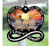 First Kiss Till Last Breath Personalized Suncatcher, Custom for Couple, Birthday Gift for Him for Her for Husband for Wife, Wedding Window Hanging Decoration