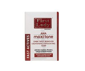 First Lady AHA Maxi Tone Dark Spot Remover Skin Brightening Exfoliating Soap 200g - with Beta-Carotene, Vitamin C, Collagen & Elastin Proteins, Pigmentation, Melanin