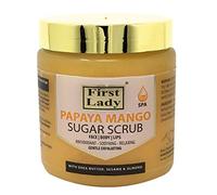 First Lady Papaya Mango Sugar Scrub 500ml - Exfoliating Face, Body & Lip Scrub with Shea Butter, Almond Oil & Sesame Oil - Hydrating Skin Polish for Smooth, Glowing Skin
