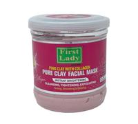 First Lady Pink Clay Face Mask with Collagen 440g - Deep Pore Cleansing Kaolin Clay Mask, Oil Control, Blackhead Removal & Skin Brightening Facial Treatment