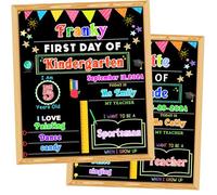 First & Last Day of School Chalkboard Sign with Solid Wooden Framed,11 x 14 Inch Double Sided Back to School Sign for Kids/Girls/Boys, Reusable Wooden 1st Day of Preschool/Kindergarten Photo Props