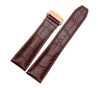 First layer calfskin strap Compatible With MAURICE LACROIX Eliros watchband cow genuine leather bands 20mm 22mm with folding buckle(Brown rose gold,20mm)