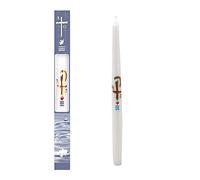 First Light Baptismal Candle White with Symbol Comes Boxed