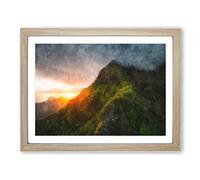 First Light In Hawaii Painting Modern Art Framed Print | A4 Oak Framed Wall Art | Ready to Hang | Modern Historical Picture | Living Room Bedroom Lounge Office