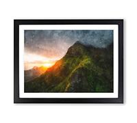 First Light In Hawaii Painting Modern Art Framed Wall Art Print, Ready to Hang Picture for Living Room Bedroom Home Office Décor, Black A2 (64 x 46 cm)