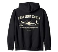 First Light Society Sunrise Runner Coffee Miles Music Zip Hoodie