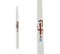 First Light White Baptismal Candle with Symbol 25cm - 42 Hourse Burn time