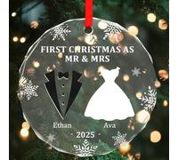 First Married Christmas Ornament 2025, Personalized Christmas Wedding Ornaments, Our First Christmass As Mr and Mrs Xmas Tree Ornament, Wedding Gifts for Couples, Just Married Decoration
