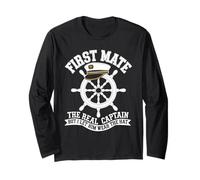 First Mate The Real Captain Boat Lover Boating for Men Long Sleeve T-Shirt
