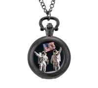 First Men On The Moon Classic Quartz Pocket Watch Vintage Men's Pocketwatch with Chain Christmas Gifts for Father Husband Boyfriend