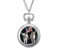 First Men On The Moon Classic Quartz Pocket Watch Vintage Men's Pocketwatch with Chain Christmas Gifts for Father Husband Boyfriend