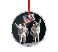 First Men On The Moon Decorative Hanging Glass Ornaments Christmas Tree Decorations Indoor Home Pendant Gifts 1PCS