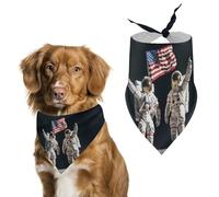 First Men On The Moon Funny Dog Bandanas Adjustable Triangle Pet Scarf Bib for Small Medium Large Cute Pets Supplies