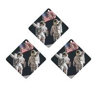 First Men On The Moon Hanging Car Air Fresheners 3Pcs Aromatherapy Tablets Automotive Fragrance Scented Card Decor Rhombus