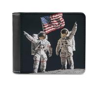 First Men On The Moon Men's Wallets Minimalist Bifold Wallet Leather Card Cases Casual Coin Purse
