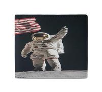 First Men On The Moon Men's Wallets Slim Bifold Wallet Leather Card Cases Casual Coin Purse