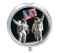 First Men On The Moon Mini Pill Box Portable Vitamins Organizer 3 Compartment Pills Case for Pocket Purse