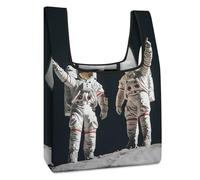 First Men On The Moon Reusable Shopping Bags Foldable Grocery Bag Heavy Duty Tote for Women Men