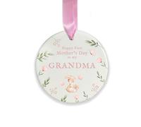 First Mother’s Day Grandma Ornament, Ceramic Hanging Decoration, 1st for Nana, Granny, New Grandma Keepsake Gift (Round)