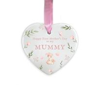 First Mother’s Day Ornament for Mummy, Ceramic Hanging Decoration, New Mum Gift from Baby, 1st Mother’s Day Keepsake, Mum Ornament (Heart)